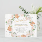 リトルカボチャ水カラー金ゴールドベビーシャワー 招待状 (スタンド正面)