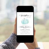 リトルカボチャ水彩カップル男の赤ちゃんシャワー 招待状