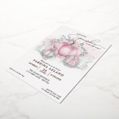 リトルカボチャ水彩ピンクガール赤ちゃんシャワー 箔招待状 (回転した状態)