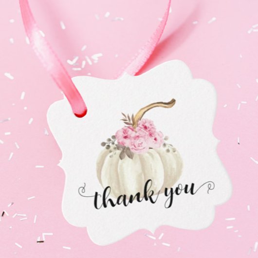 リトルカボチャ水彩ピンクフローラありがとう フェイバータグ