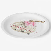 リトルカボチャ水彩ピンクフローラ ペーパープレート (アングル)