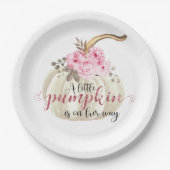 リトルカボチャ水彩ピンクフローラ ペーパープレート (正面)