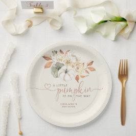 リトルカボチャ水彩フローラベビーシャワー ペーパープレート