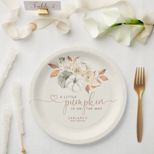 リトルカボチャ水彩フローラベビーシャワー ペーパープレート (ウェディング)