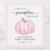 リトルカボチャ水彩ベビーガールシャワー ワインラベル (シングルラベル)