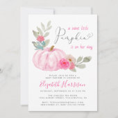 リトルカボチャ水彩ベビーガールシャワー 招待状 (正面)