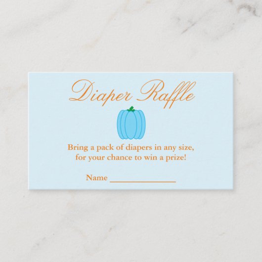 リトルカボチャ男の子の赤ちゃんシャワーおむつラッフルカード エンクロージャーカード (正面)