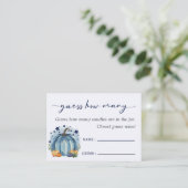 リトルカボチャ男の子の赤ちゃんシャワーはいくつかを推測 エンクロージャーカード (スタンド正面)