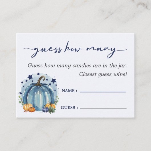 リトルカボチャ男の子の赤ちゃんシャワーはいくつかを推測 エンクロージャーカード (正面)