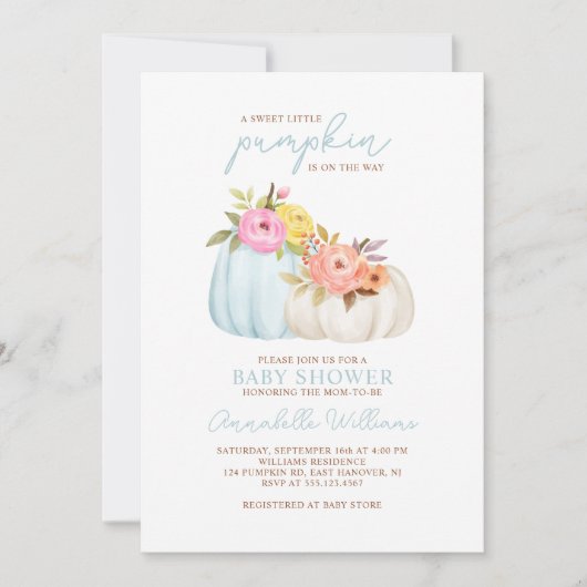 リトルカボチャ男の子の赤ちゃんシャワー 招待状 (正面)