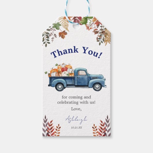 リトルカボチャ男の子ベビーシャワーメッセージカード ギフトタグ (正面)