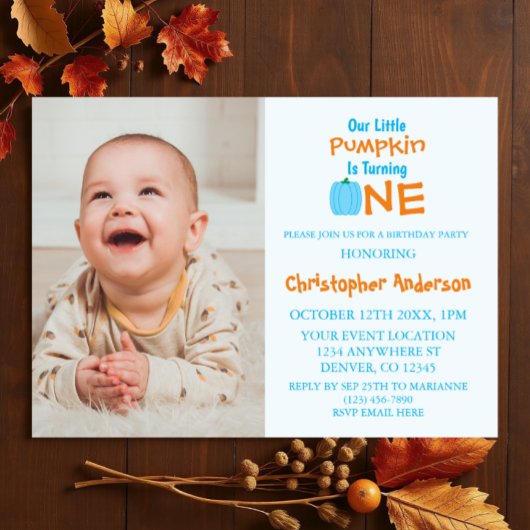 リトルカボチャ男の子1歳の誕生日 招待状