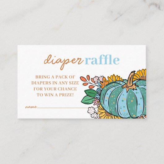リトルカボチャ男の赤ちゃんおむつラッフルベビーシャワー エンクロージャーカード (正面)
