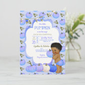 リトルカボチャ男の赤ちゃんシャワーダークトーンカーリー 招待状 (スタンド正面)