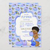 リトルカボチャ男の赤ちゃんシャワーダークトーンカーリー 招待状 (正面/裏面)