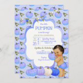 リトルカボチャ男の赤ちゃんシャワーミディアムブルネット 招待状 (正面/裏面)