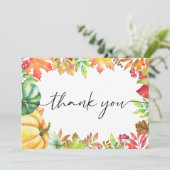 リトルカボチャ男女兼用秋ベビーシャワー サンキューカード (スタンド正面)