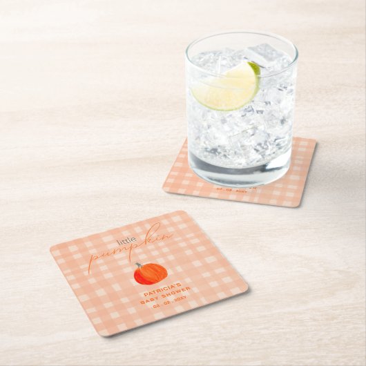 リトルカボチャ男女兼用秋ベビーシャワー スクエアペーパーコースター (インサイチュ)