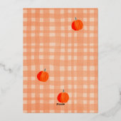 リトルカボチャ男女兼用秋ベビーシャワー 箔招待状 (裏面)