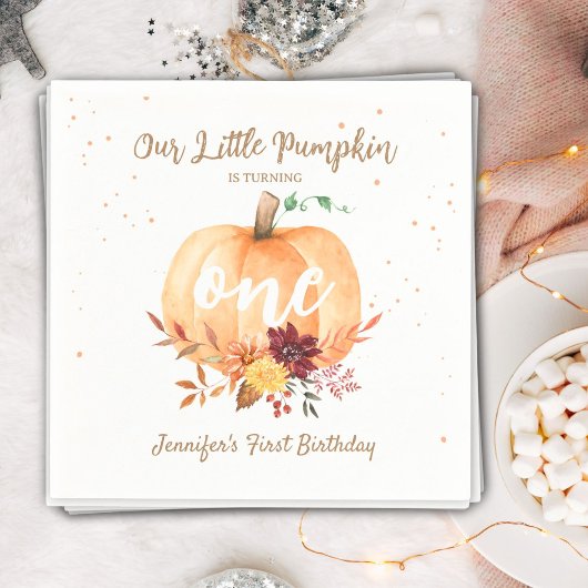リトルカボチャ男女兼用秋1st誕生日 スタンダードカクテルナプキン