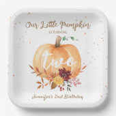 リトルカボチャ男女兼用秋2回目の誕生日 ペーパープレート (正面)