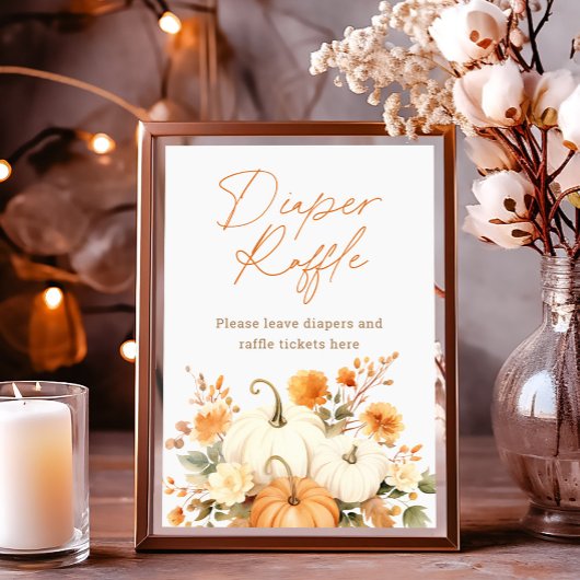 リトルカボチャ秋おむつラッフルベビーシャワーサイン