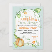 リトルカボチャ秋のベビーシャワー男女兼用 招待状 (正面)