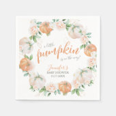 リトルカボチャ秋の水の色金ゴールド赤ちゃんシャワー スタンダードカクテルナプキン (正面)