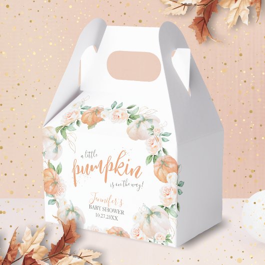 リトルカボチャ秋の水の色金ゴールド赤ちゃんシャワー フェイバーボックス