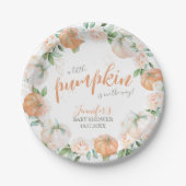 リトルカボチャ秋の水の色金ゴールド赤ちゃんシャワー ペーパープレート (正面)