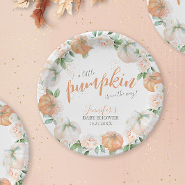 リトルカボチャ秋の水の色金ゴールド赤ちゃんシャワー ペーパープレート