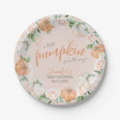 リトルカボチャ秋の水の色金ゴールド赤ちゃんシャワー ペーパープレート (正面)