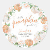 リトルカボチャ秋の水の色金ゴールド赤ちゃんシャワー ラウンドシール (正面)