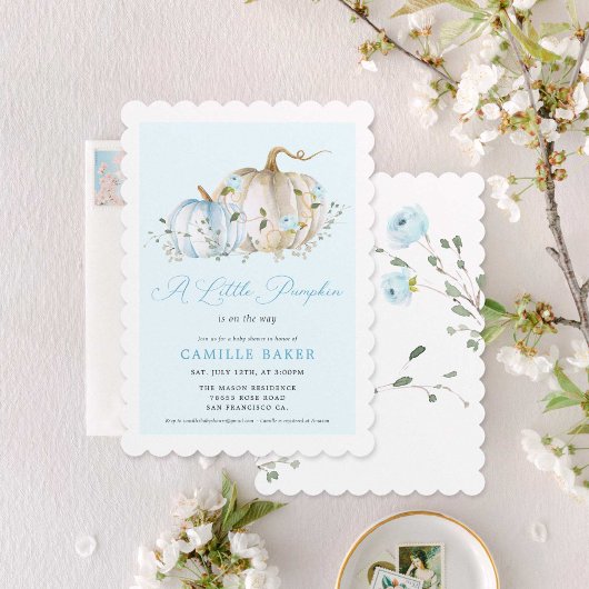 リトルカボチャ秋の男の子ベビーシャワー招待状 招待状