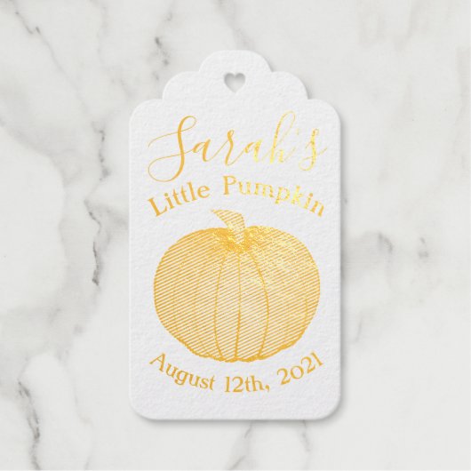 リトルカボチャ秋の秋ベビーシャワーの好意 ギフトタグ (正面)