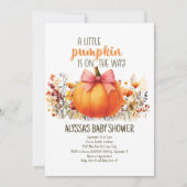リトルカボチャ秋の花ガールベビーシャワー 招待状 (正面)
