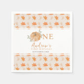 リトルカボチャ秋の葉の秋最初の1番目の誕生日 スタンダードカクテルナプキン (正面)