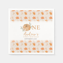 リトルカボチャ秋の葉の秋最初の1番目の誕生日 スタンダードカクテルナプキン