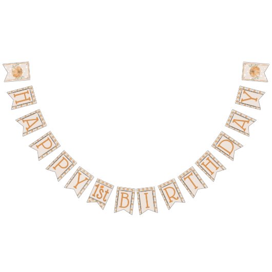 リトルカボチャ秋の葉の秋最初の1番目の誕生日 バンティングフラッグ (全)