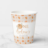 リトルカボチャ秋の葉の秋最初の1番目の誕生日 紙コップ (正面)