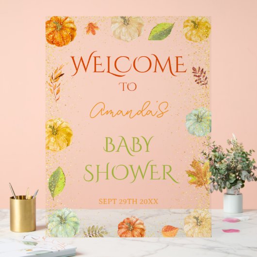 リトルカボチャ秋の赤ちゃんシャワー歓迎サイン アクリルサイン (ウェディング)