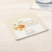 リトルカボチャ秋の赤ちゃんシャワー スクエアペーパーコースター (アングル)