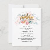 リトルカボチャ秋カップル赤ちゃんシャワーピンクフローラ 招待状 (正面)