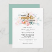 リトルカボチャ秋カップル赤ちゃんシャワーピンクフローラ 招待状 (正面/裏面)