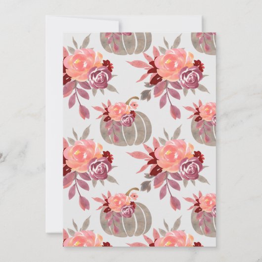 リトルカボチャ秋カップル赤ちゃんシャワーフローラ 招待状 (裏面)