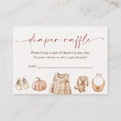 リトルカボチャ秋ガールベビーシャワーおむつラッフル エンクロージャーカード (正面)