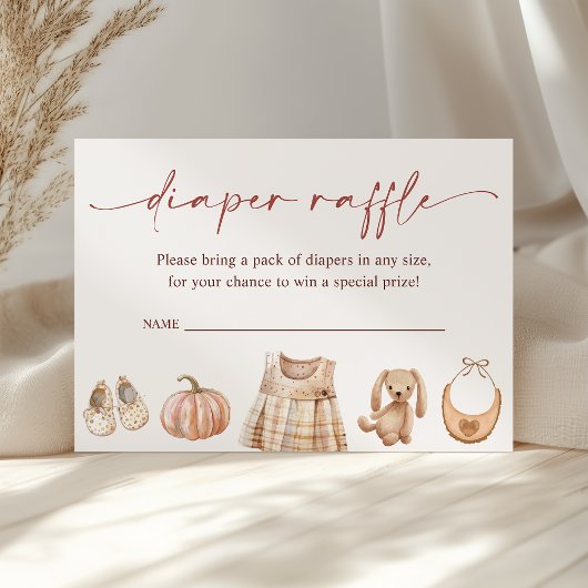 リトルカボチャ秋ガールベビーシャワーおむつラッフル エンクロージャーカード