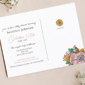 リトルカボチャ秋ガールベビーシャワー招待状 ポストカード