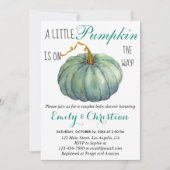 リトルカボチャ秋グリーンカップルベビーシャワー 招待状 (正面)