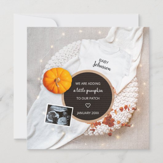リトルカボチャ秋デジタル写真妊娠 案内状 (正面)